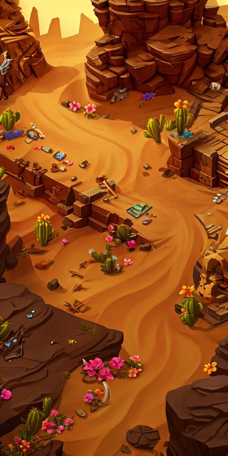 13908-762222474-Concept art, top-down terrain, game scenes, desert, skeleton, sand, bone, rock, flower, no_humans, weapon, sword, scenery, cactu.png